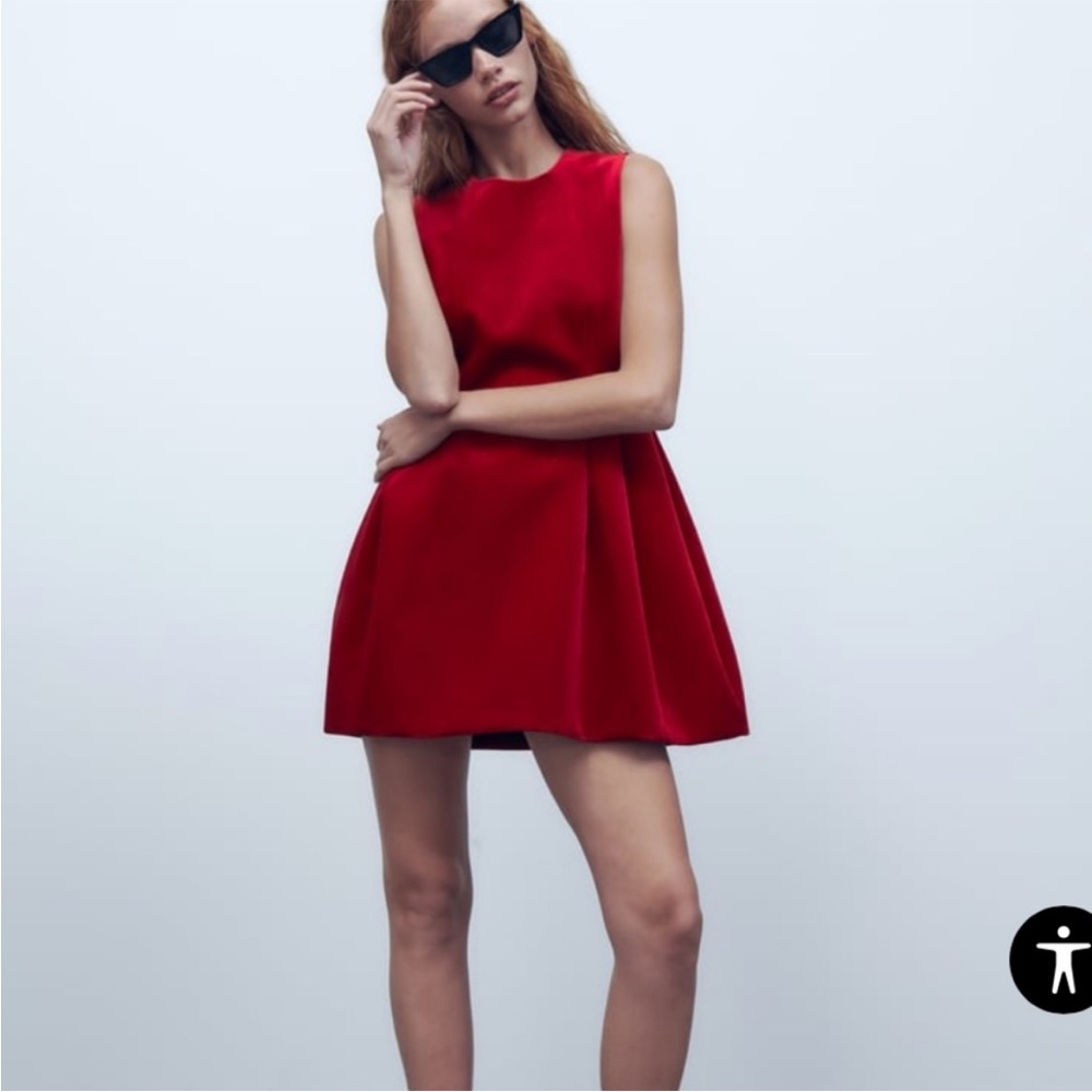 Zara red velvet mini dress